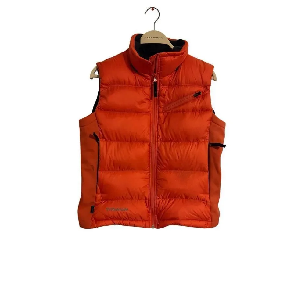 Columbia Titanium Tech Down & Feather Puffer Full Zip Orange Vest Medium